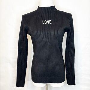 Lili Sidonio Black Knit LOVE Turtleneck Sweater (M)